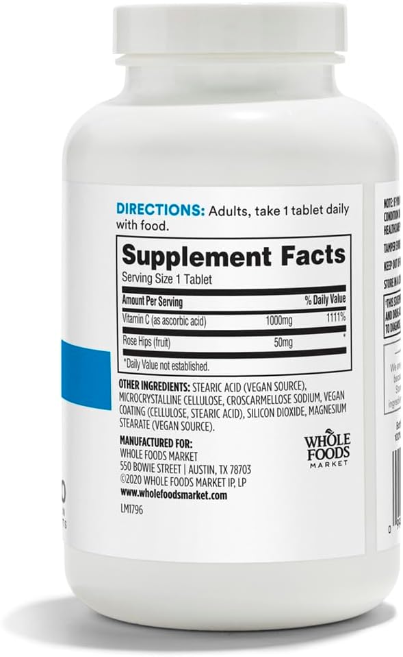 Whole Foods Market 365 Vitamin C High Potency with Rosehips, 250 Tablets - Immune Support and Antioxidant Boost