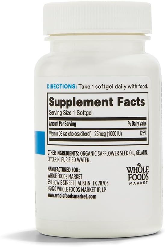 Whole Foods Market 365 Vitamin D3 1000 IU Softgels - 250 Count