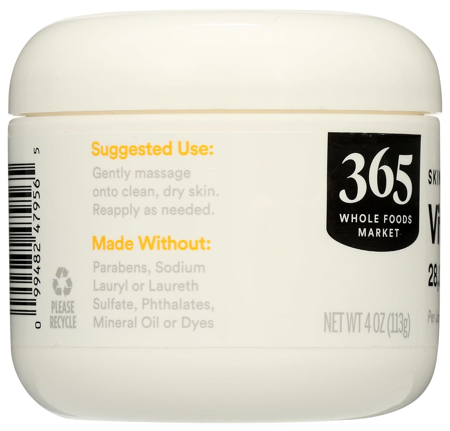Whole Foods Market 365 Vitamin E Cream 28000 IU - 4 oz Jar
