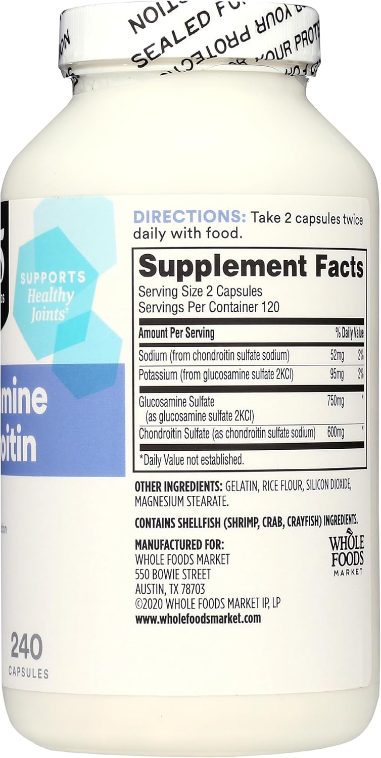 Whole Foods Market Glucosamine Chondroitin Capsules, 240 Count - 365 Brand
