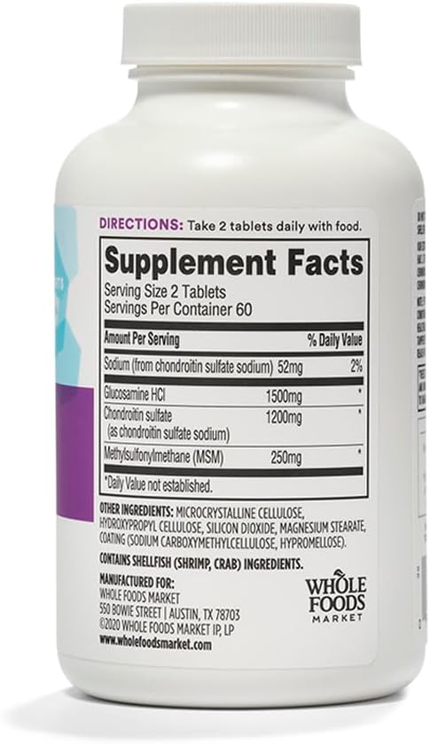 Whole Foods Market Glucosamine Chondroitin X Strength MSM Tablets - 120 Count