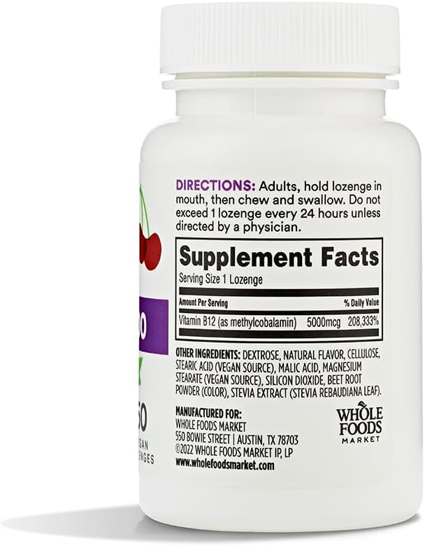 Whole Foods Market Methyl B-12 5000Mcg Cherry Lozenges - 60 Count