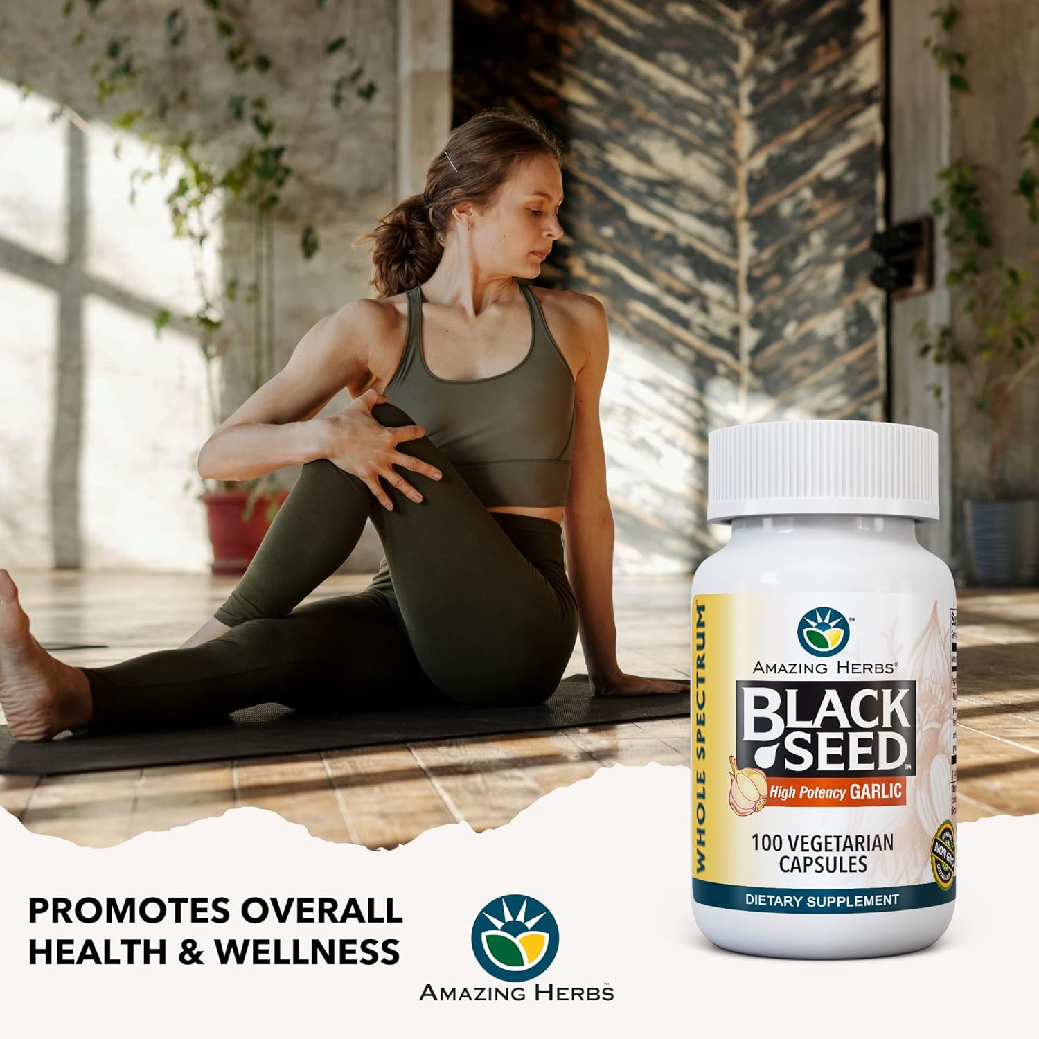 Whole Spectrum Black Seed & High Potency Garlic Capsules - Vegan, Gluten-Free, Non-GMO - Supports Immune System, Lung Function & Cardiovascular Health - 100 Count