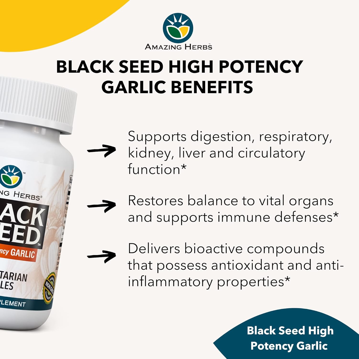 Whole Spectrum Black Seed & High Potency Garlic Capsules - Vegan, Gluten-Free, Non-GMO - Supports Immune System, Lung Function & Cardiovascular Health - 100 Count