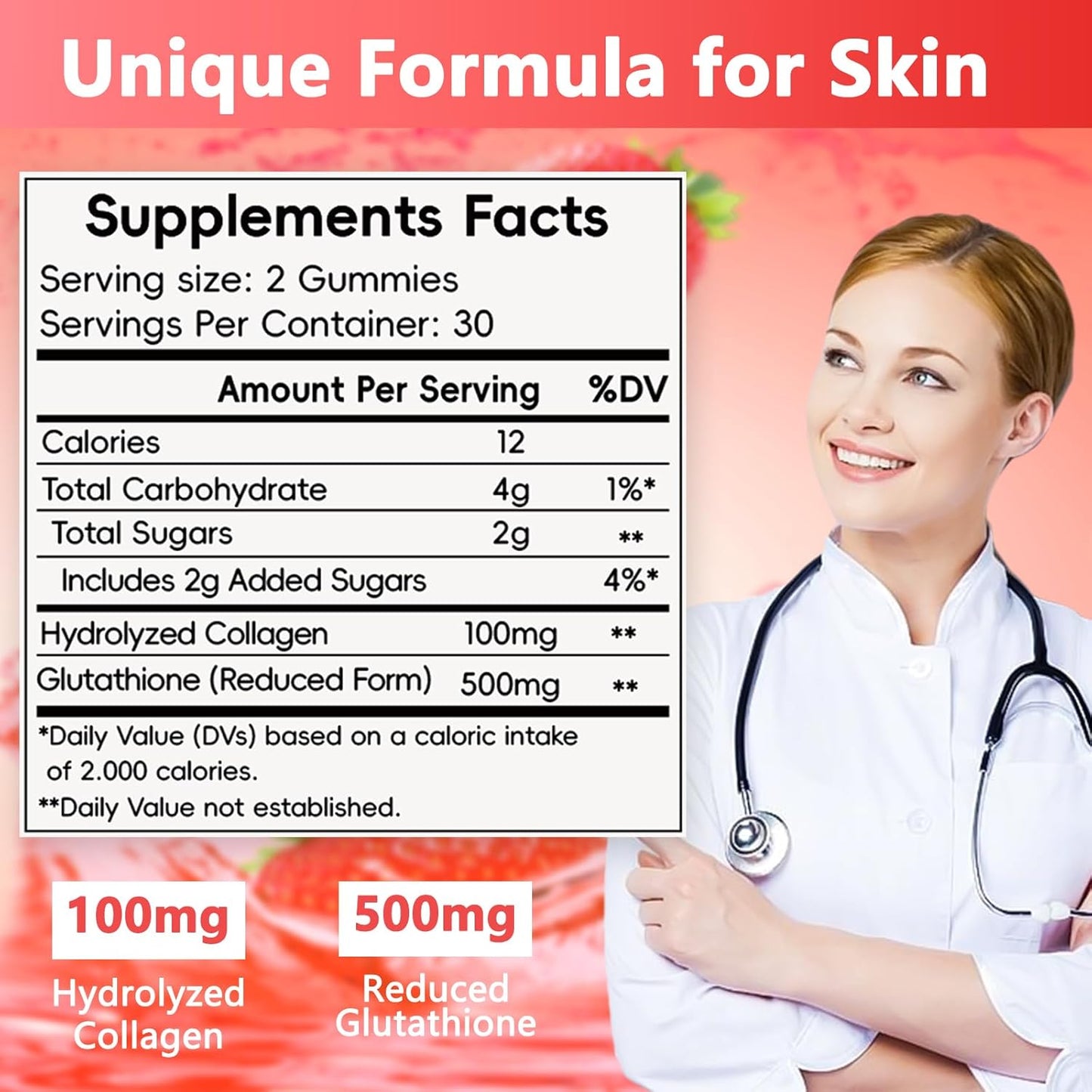 Whoyun Glutathione Collagen Gummies | Skin Health Formula with Glutathione & Collagen | Reduce Wrinkles, Boost Immunity | 60 Gummies