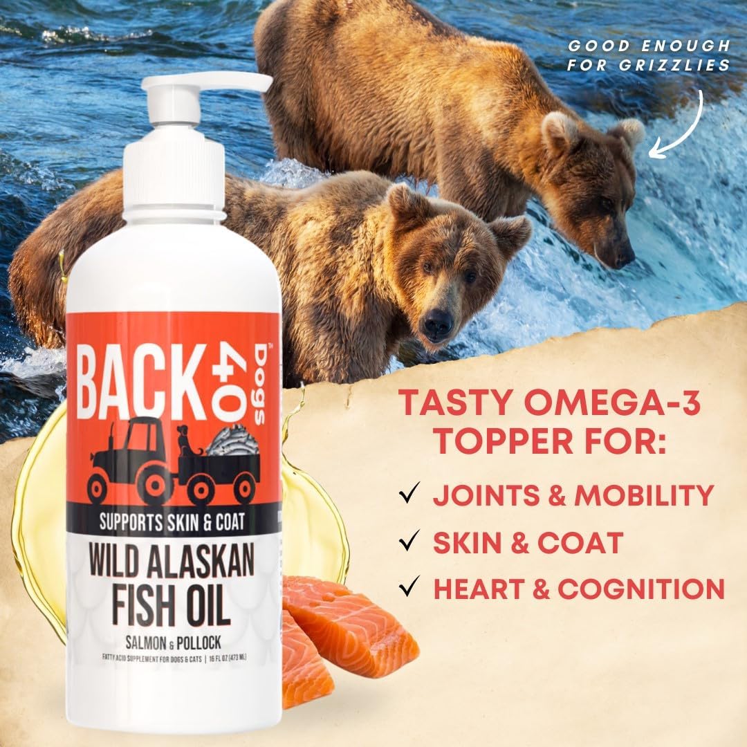Wild Alaskan Fish Oil for Dogs & Cats, Omega-3 Skin & Coat Supplement, EPA & DHA Salmon Oil for Brain, Heart, Joints - 16 fl oz