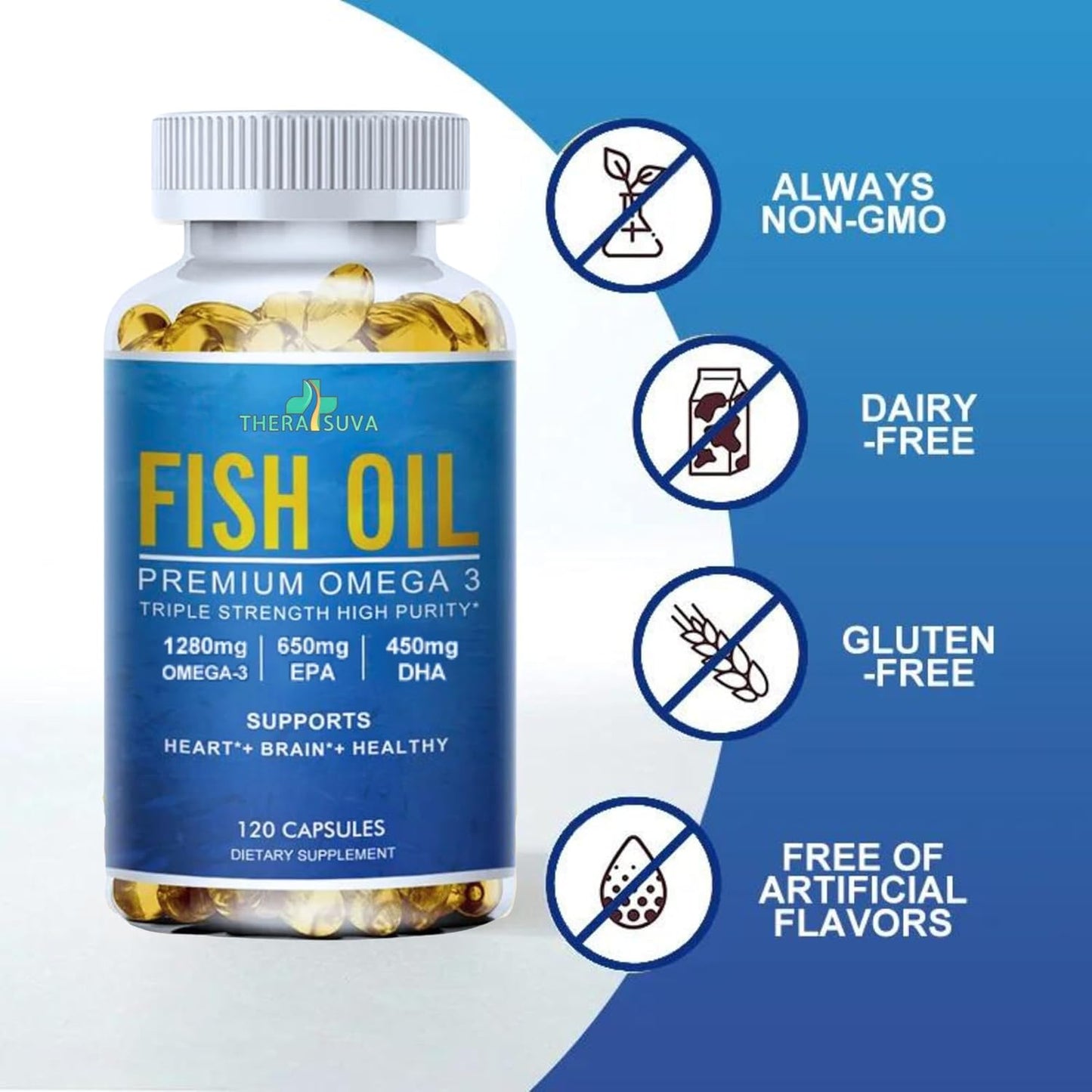 Wild Alaskan Fish Oil Supplement - High Purity Omega-3 with EPA and DHA for Heart and Brain Health - 120 Softgels, 60 Day Supply