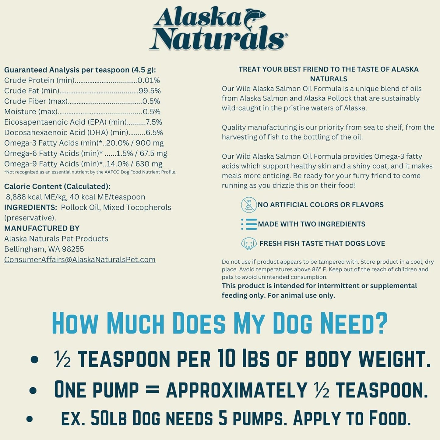 Wild Alaskan Fish Oil Supplement for Dogs Skin and Coat | EPA DHA Omega 3 Fatty Acids Liquid Topper 32 oz Pump - Sustainable by Alaska Naturals