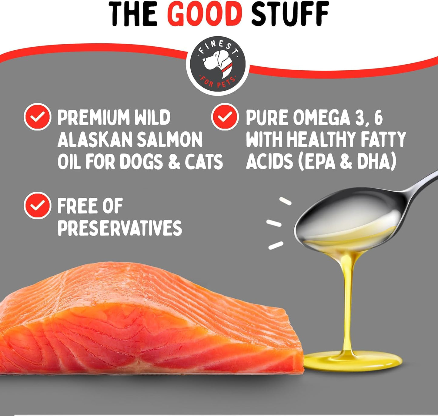 Wild Alaskan Salmon Oil for Dogs & Cats - Omega 3 Skin & Coat Supplement - Supports Joint & Heart Health - 32 oz
