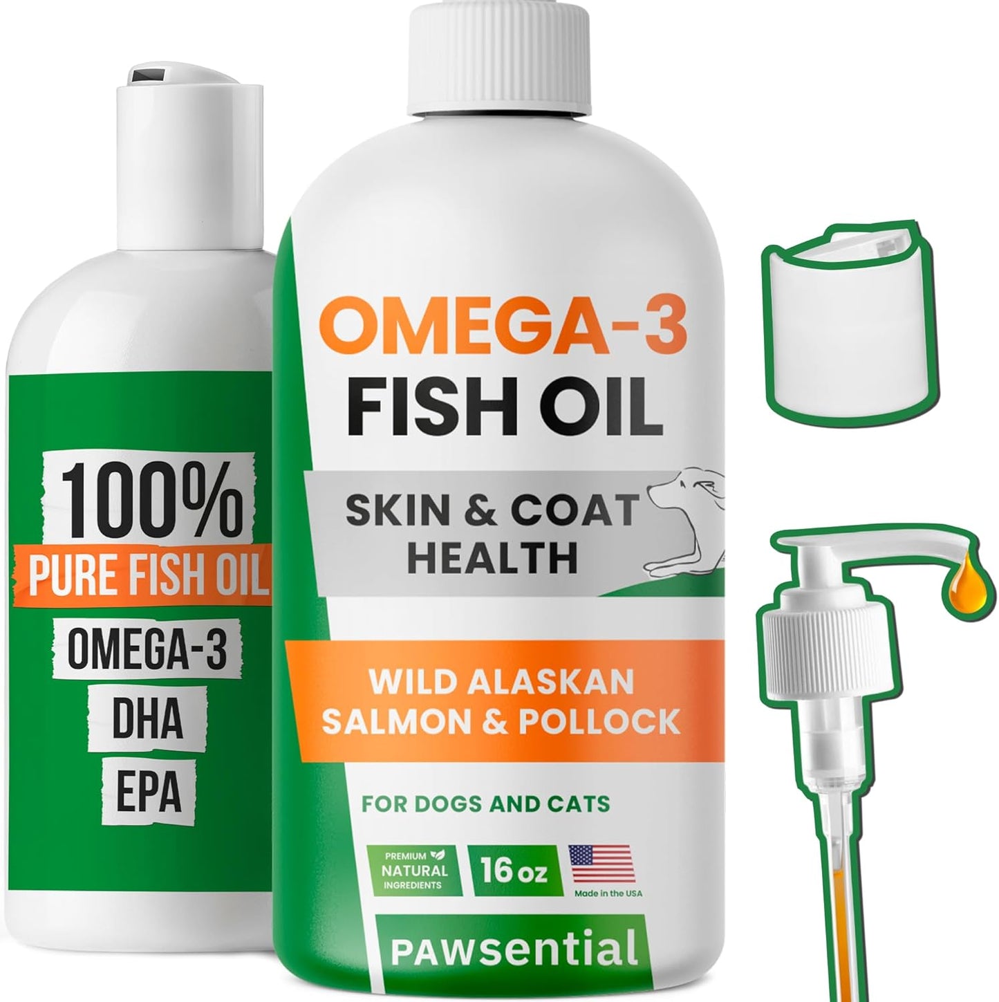 Wild Alaskan Salmon Oil Liquid Fish Oil Supplement for Dogs - Omega 3 EPA+DHA Fatty Acids; Real Ingredients, Real Taste; Trusted by Vets