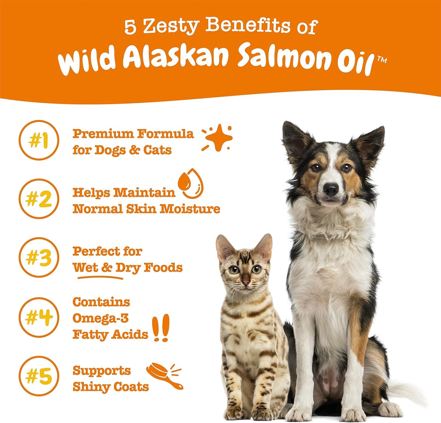 Wild Alaskan Salmon Oil Liquid Supplement for Dogs & Cats - Omega 3 Skin & Coat Support - Natural EPA + DHA Fatty Acids for Pets - Joint, Immune, Heart Health - 8.5oz