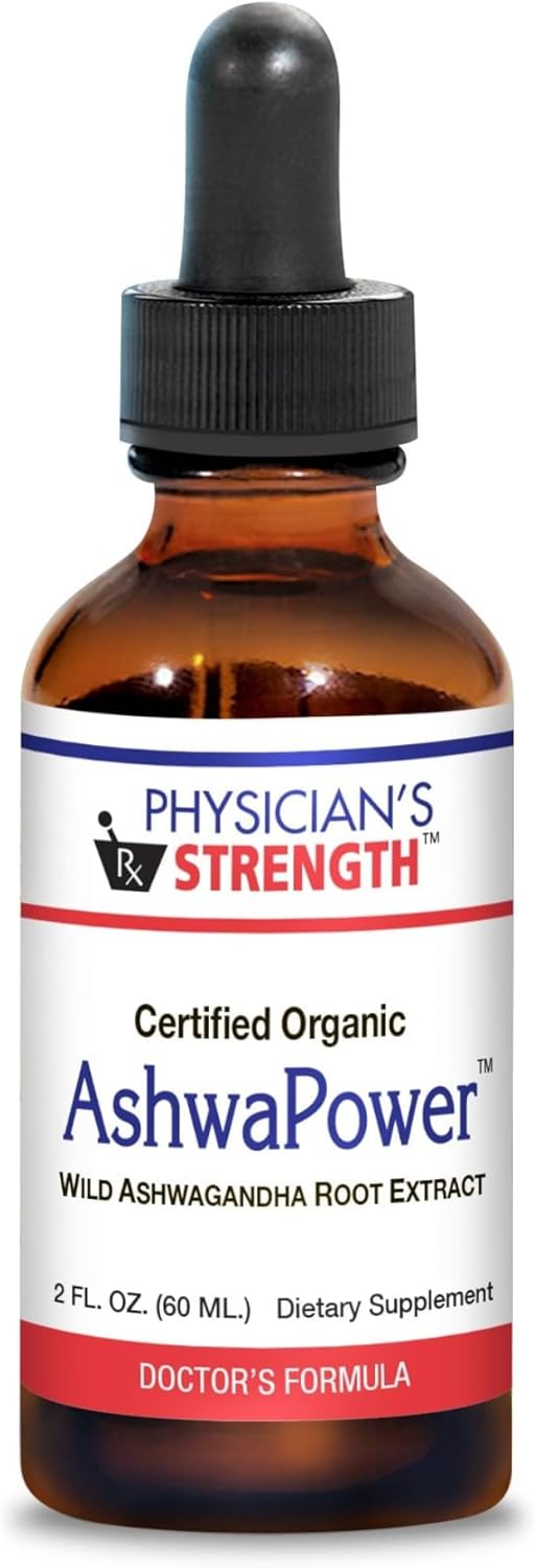 Wild Ashwagandha Root Extract for Overall Health & Energy - Physician's Strength AshwaPower - 2 fl oz - 86 Servings