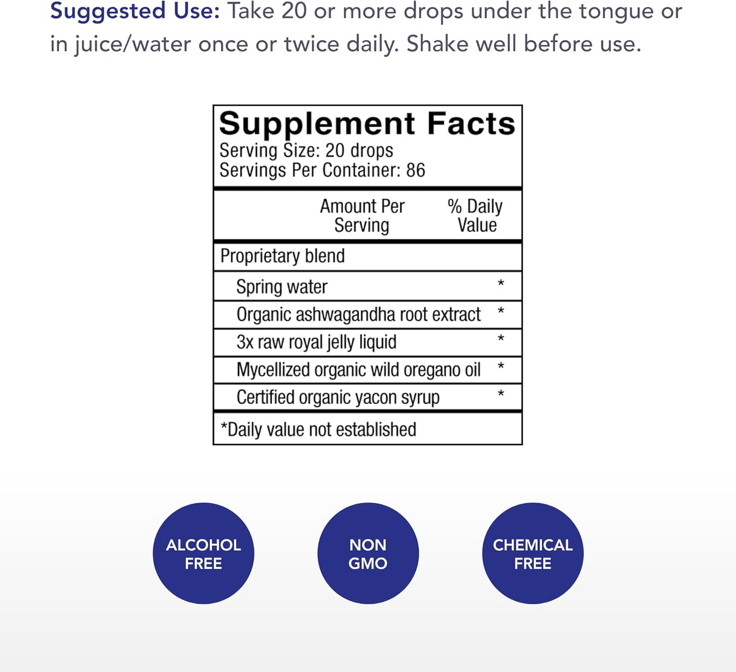 Wild Ashwagandha Root Extract for Overall Health & Energy - Physician's Strength AshwaPower - 2 fl oz - 86 Servings