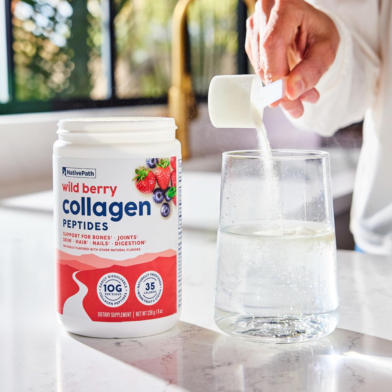 Wild Berry Collagen Peptides Powder - Hydrolyzed Type 1 & 3, Grass-Fed Protein for Hair, Skin, Nails, Bones, Joints, Digestion - Keto & Paleo Friendly, Gluten & Dairy-Free (230g)