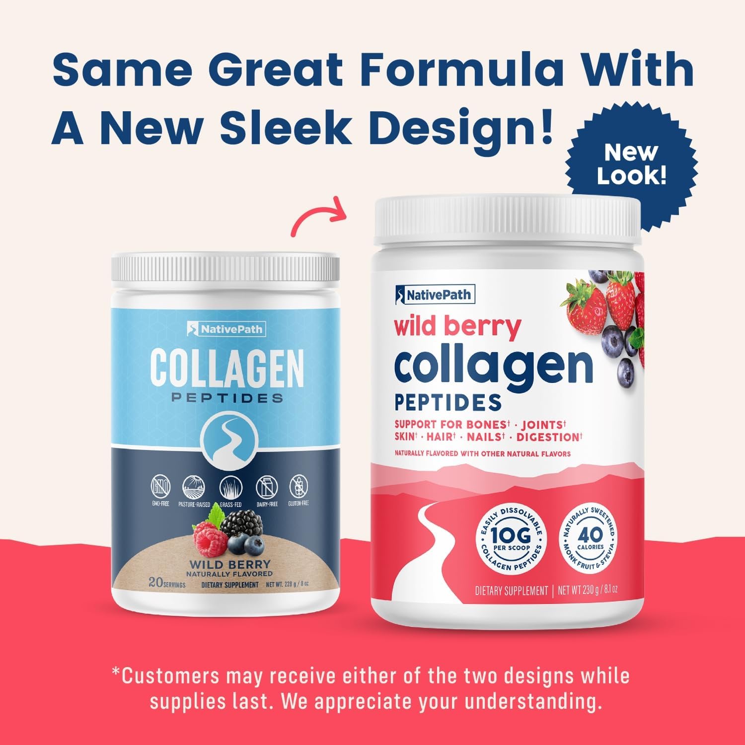 Wild Berry Collagen Peptides Powder - Hydrolyzed Type 1 & 3, Grass-Fed Protein for Hair, Skin, Nails, Bones, Joints, Digestion - Keto & Paleo Friendly, Gluten & Dairy-Free (230g)