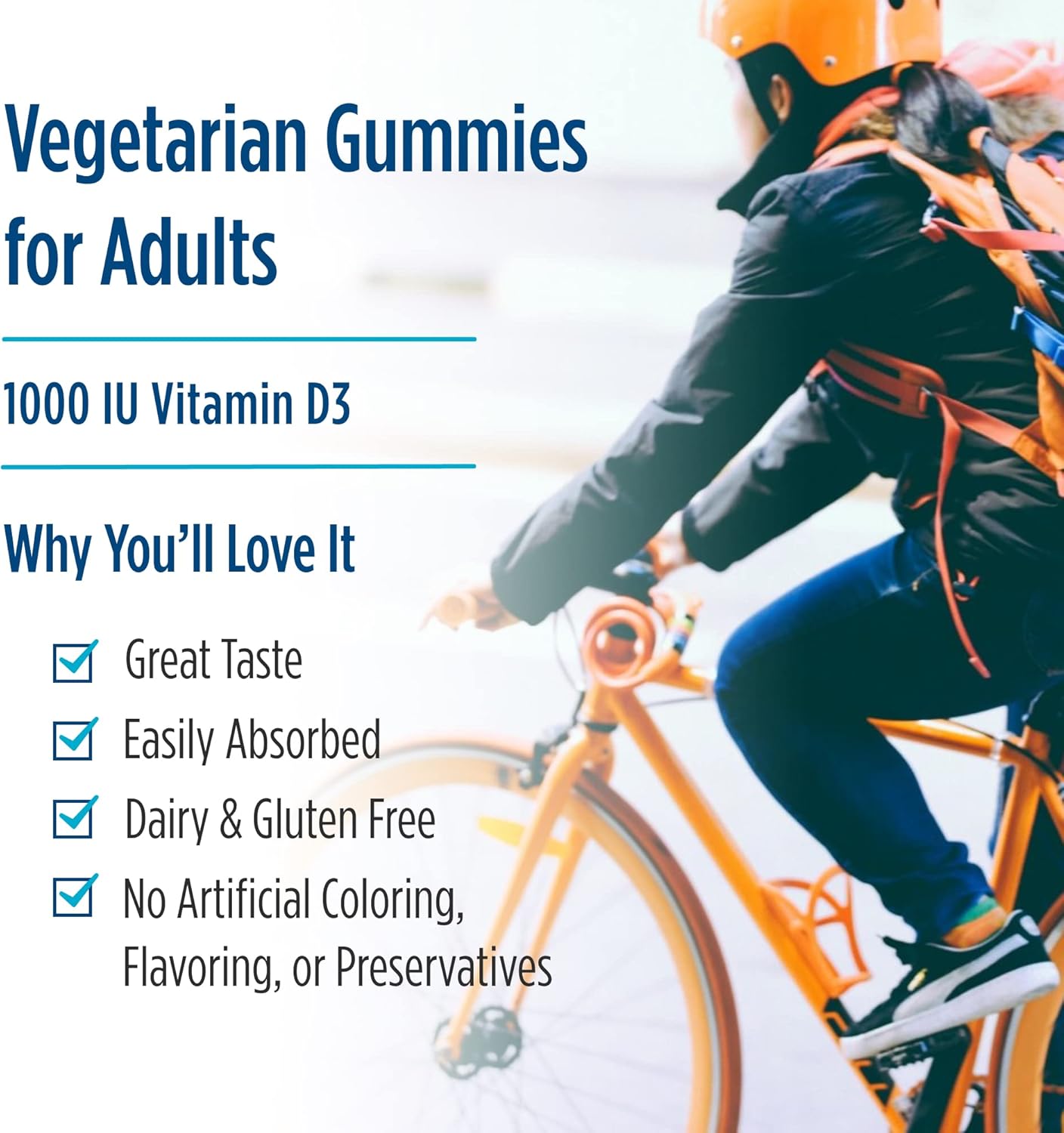 Wild Berry Flavored Zero Sugar Vitamin D3 Gummies - 60 Gummies, 1000 IU - Supports Bone Health, Mood, Immunity - Non-GMO - 60 Servings