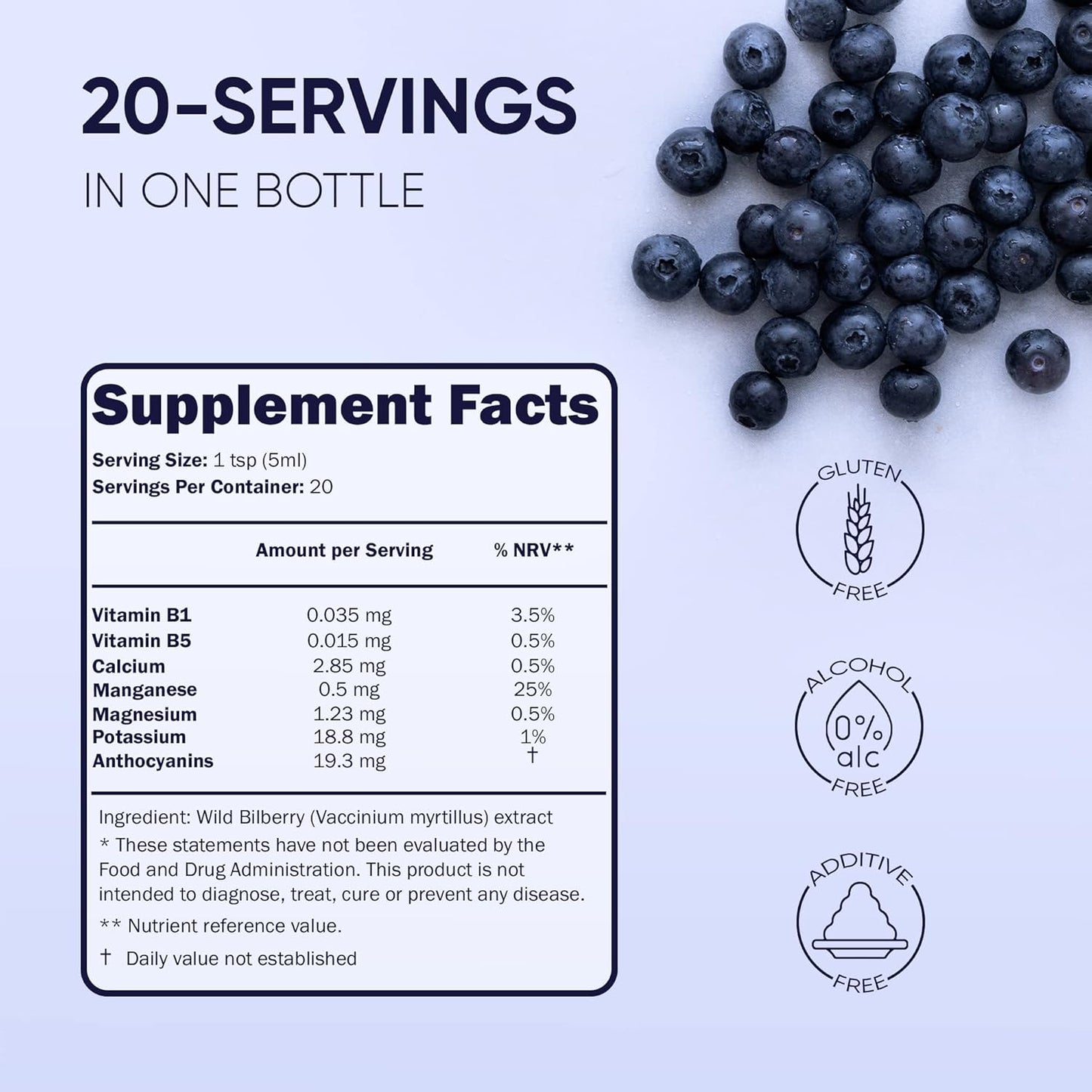 Wild Bilberry Extract Liquid Supplement - 3 Bottles x 3.4oz - High Bioavailability Anthocyanin-Rich European Blueberry for Eye Health - Alcohol-Free Jungle Powders