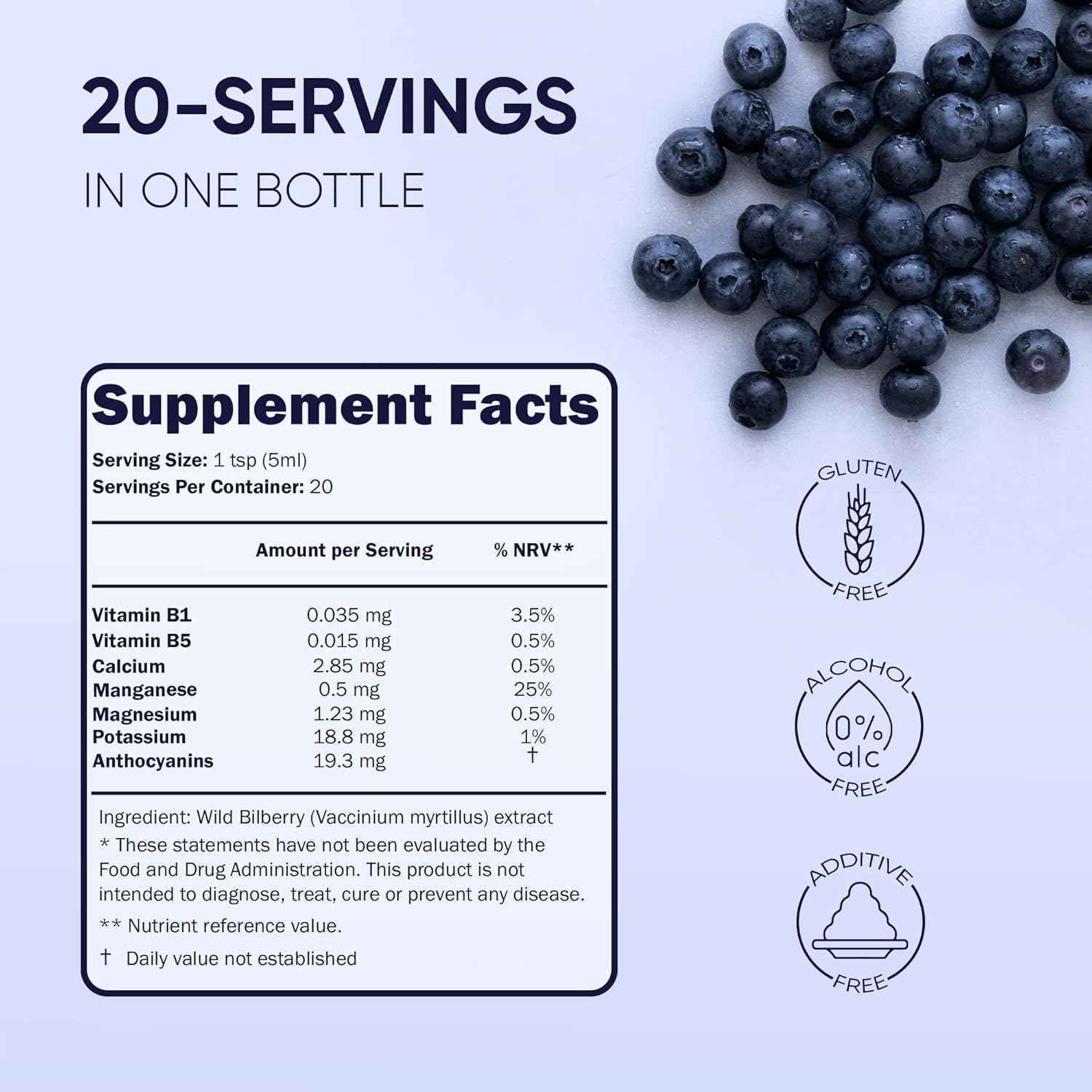 Wild Bilberry Extract Liquid Supplement - 3 Bottles x 3.4oz - High Bioavailability Anthocyanin-Rich European Blueberry for Eye Health - Alcohol-Free Jungle Powders