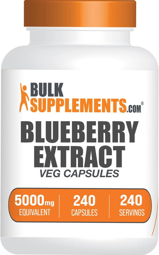 Wild Blueberry Extract Capsules - Vegan & Gluten Free Supplement - 240 Veg Capsules - Single Serving Capsule