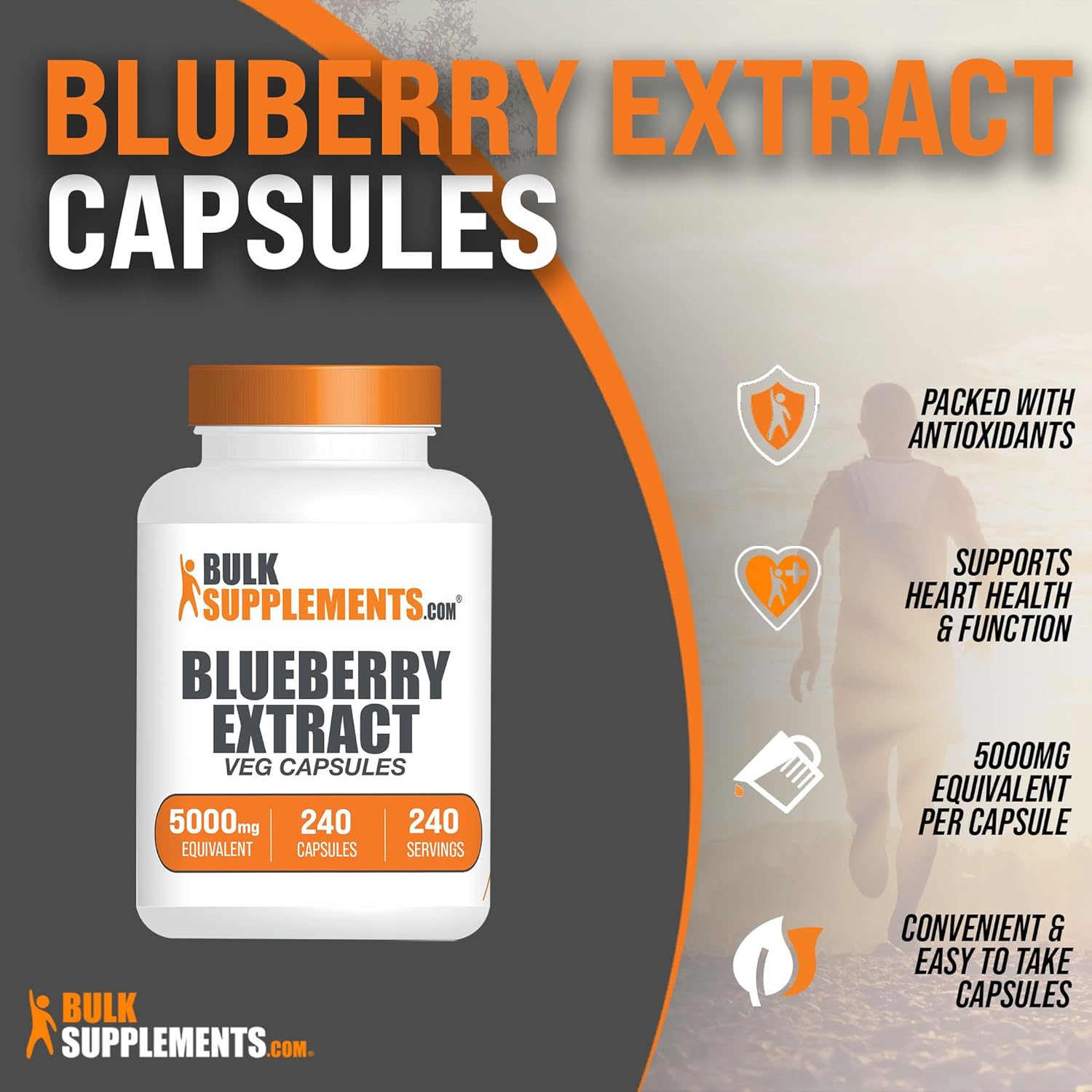 Wild Blueberry Extract Capsules - Vegan & Gluten Free Supplement - 240 Veg Capsules - Single Serving Capsule
