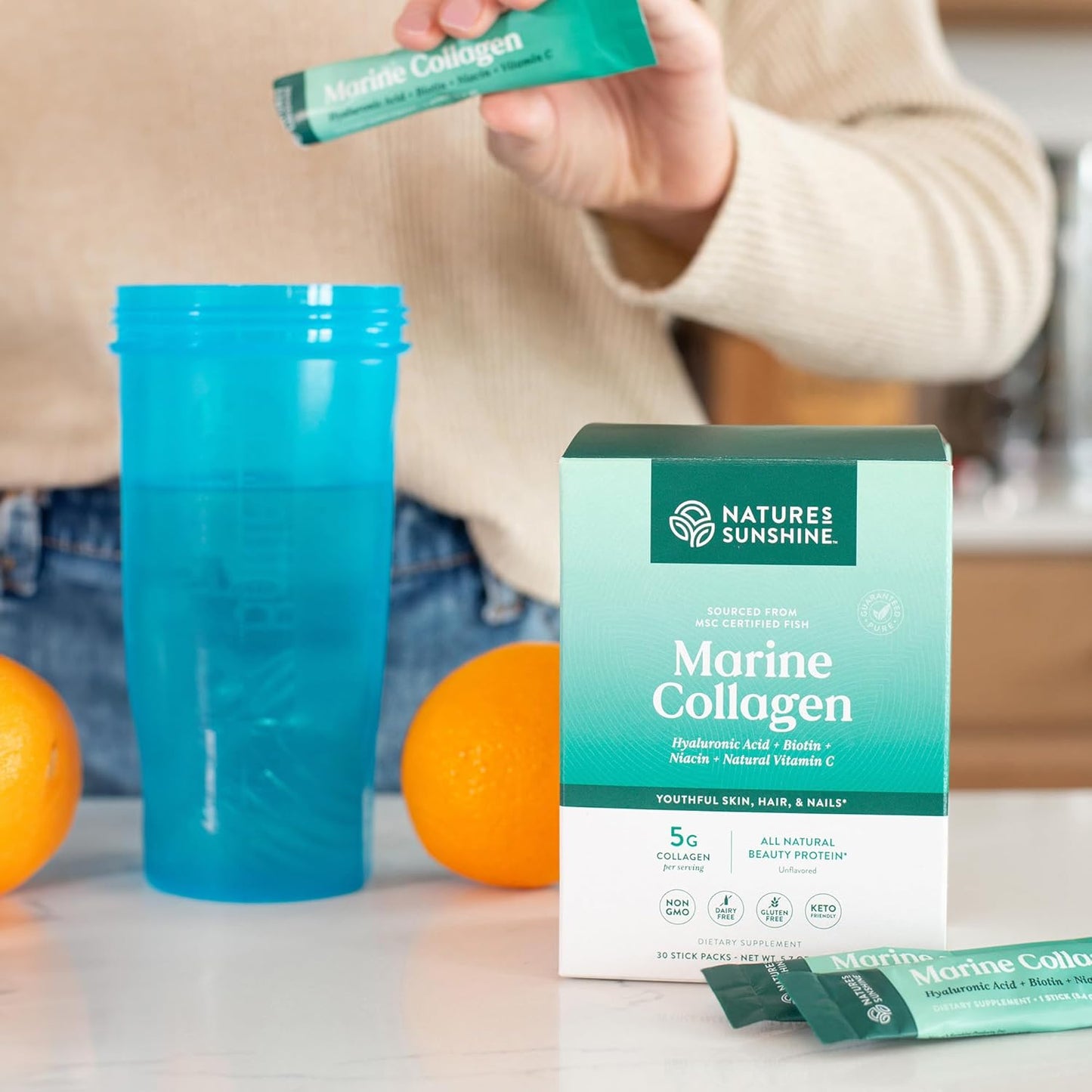 Wild-Caught Alaskan Pollock Collagen Powder Sticks for Skin and Joint Health