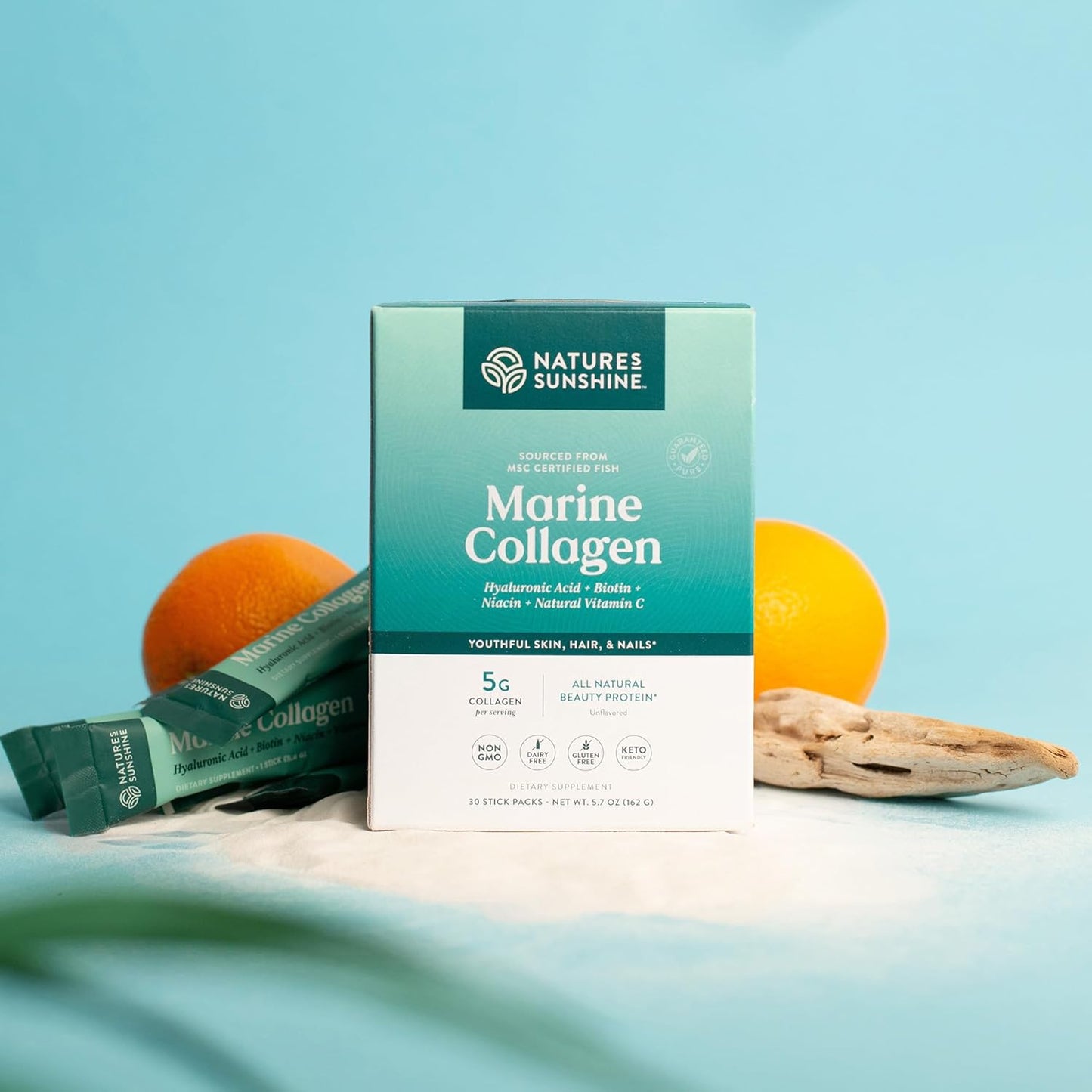 Wild-Caught Alaskan Pollock Collagen Powder Sticks for Skin and Joint Health