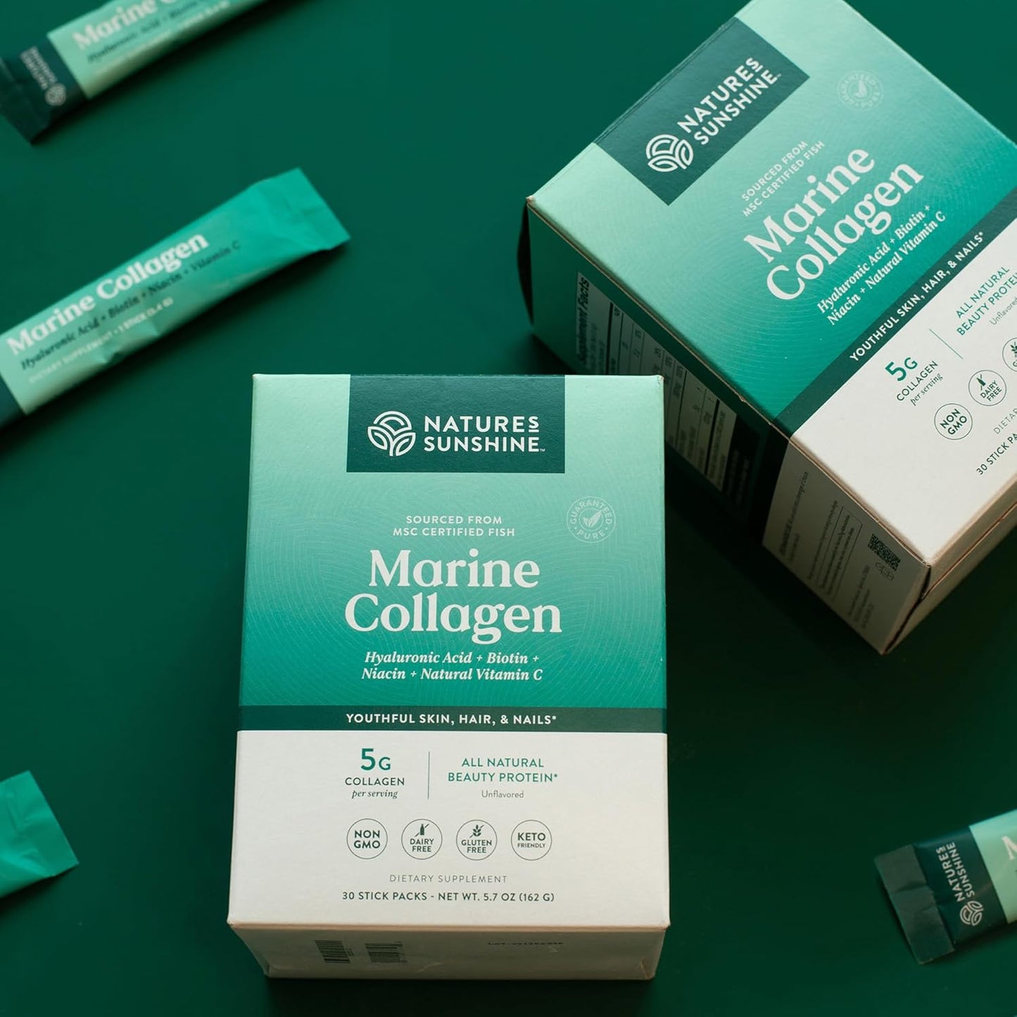 Wild-Caught Alaskan Pollock Collagen Powder Sticks for Skin and Joint Health