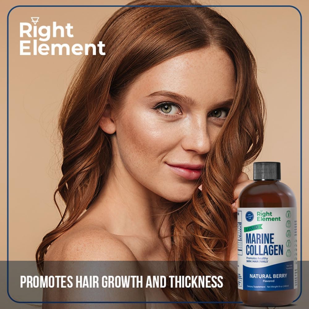 Wild Caught Cod Liquid Marine Collagen with Keratin Peptide, Hyaluronic Acid & Biotin for Healthy Hair, Skin & Nails - Natural Berry Flavor - Made in USA - 8.00 Fl Oz (2-Pack)