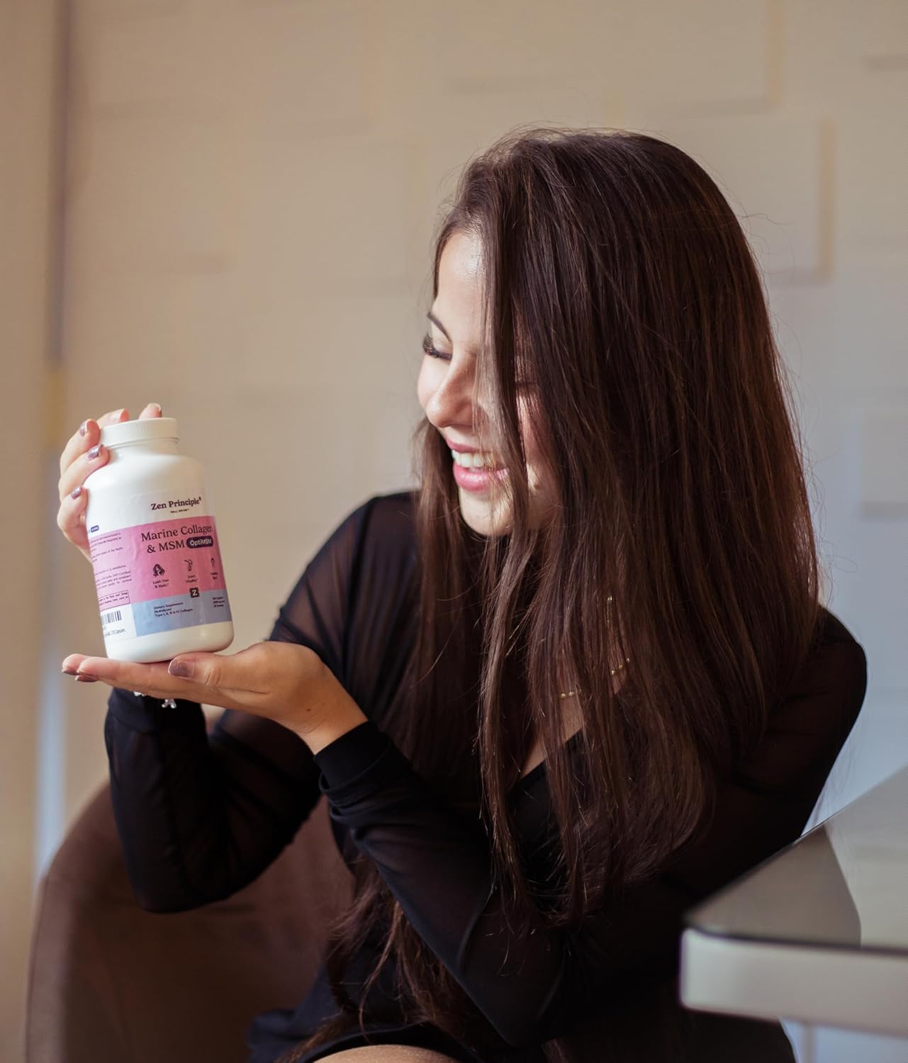 Wild-Caught Marine Collagen Peptides Powder with OptiMSM® for Skin Support - 210 Capsules