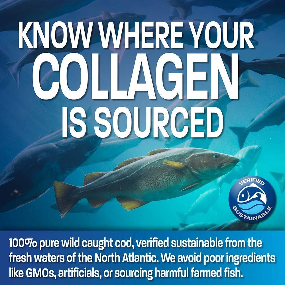 Wild Caught Nordic Cod Marine Collagen Peptides Powder with Selenium for Immune, Thyroid, Prostate, Heart Health
