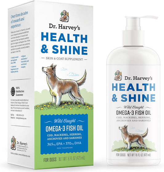 Wild Caught Omega 3 Fish Oil for Dogs - Promotes Healthy Coat, Joint Strength, and Allergy Relief - 16 fl. oz.