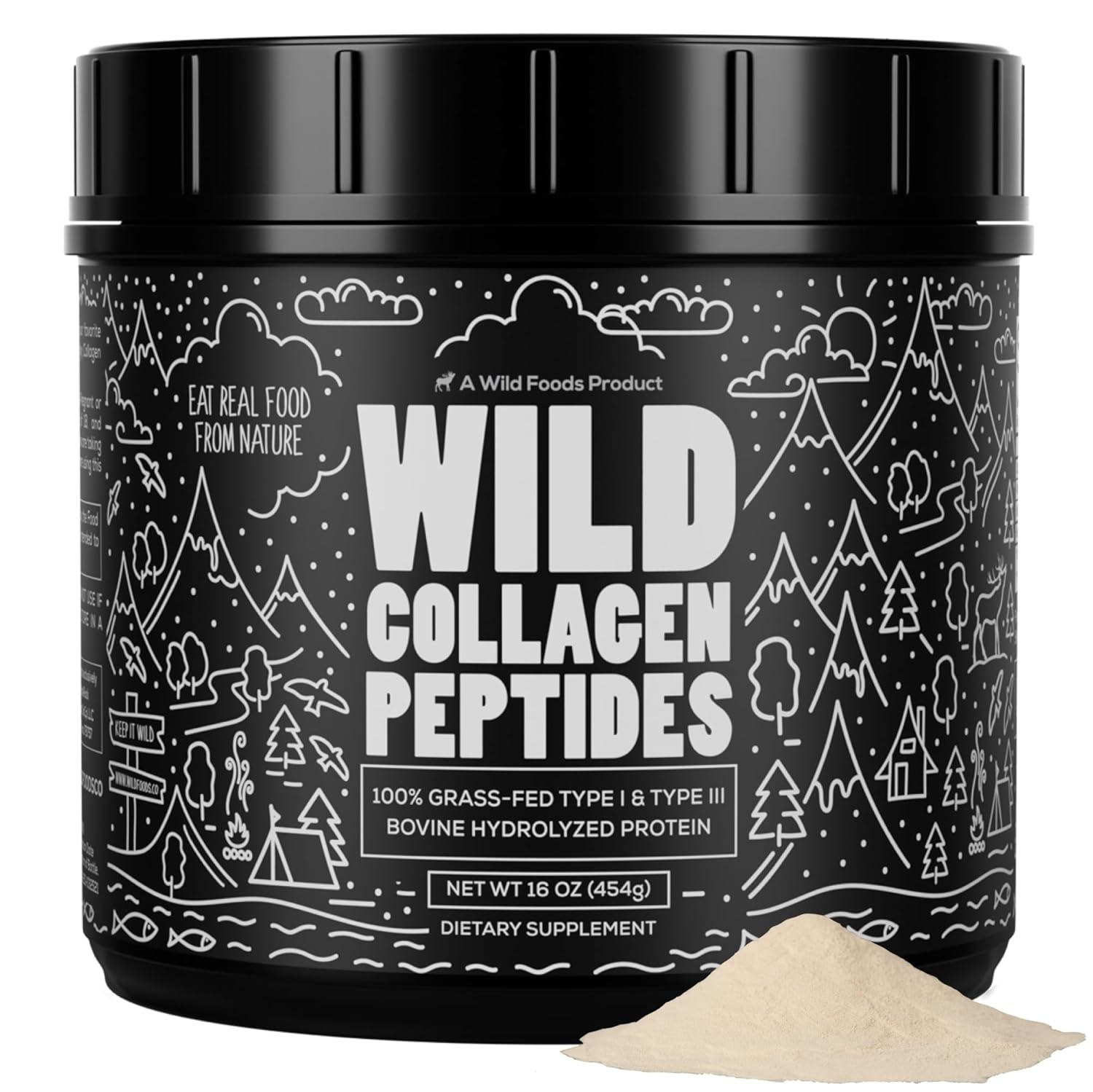 Wild Foods Organic Mushroom Cacao & Collagen Peptides Bundle - 16oz each for Skin, Hair, Joint Support