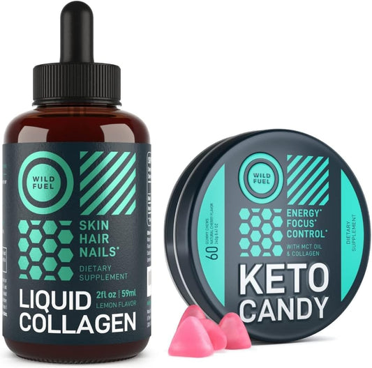 WILD FUEL Liquid Collagen and Keto Candy Beauty Fitness Bundle - Boost Beauty and Energy Levels