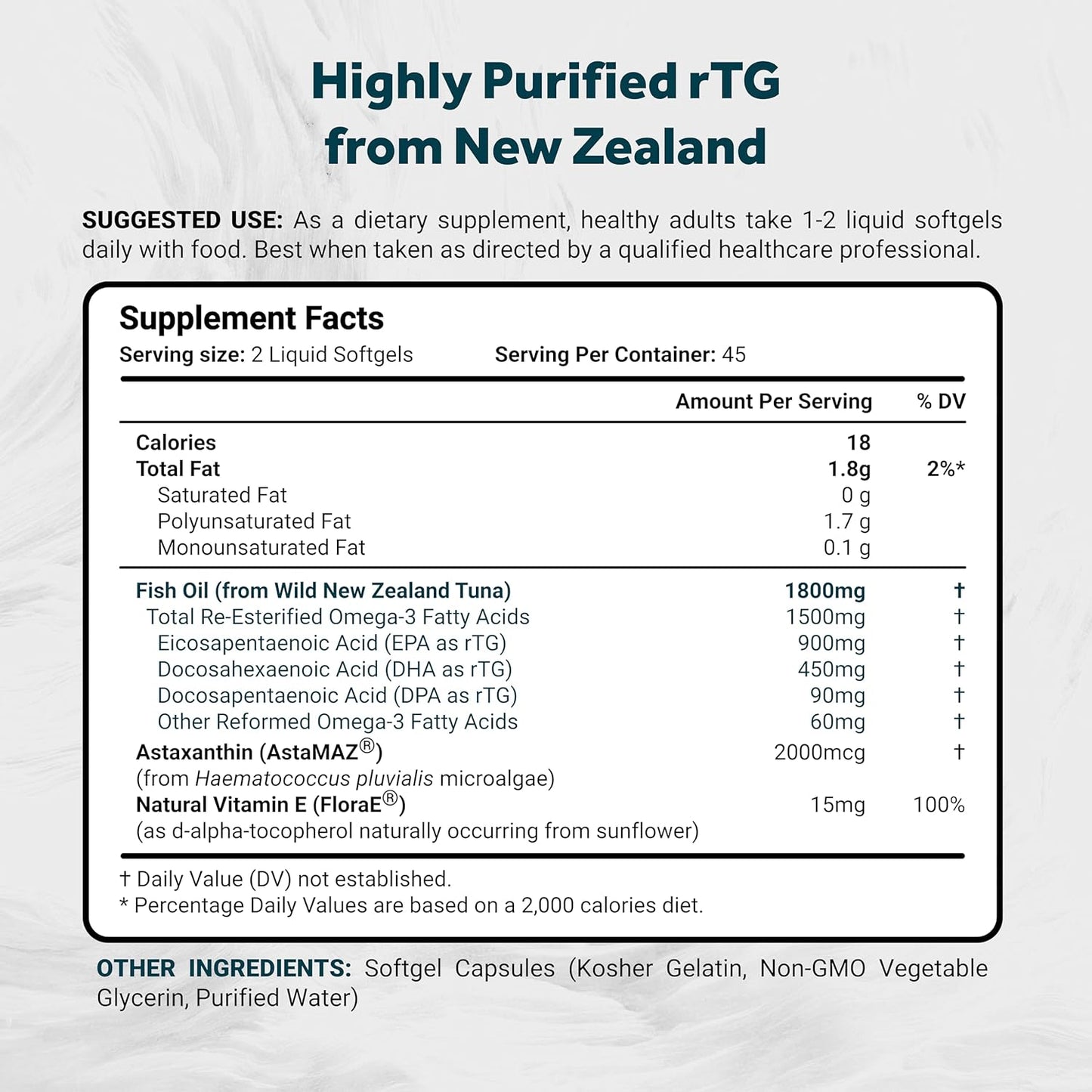 Wild New Zealand Tuna Omega 3 Fish Oil Softgels - Full Spectrum EPA, DHA & DPA - Non-GMO, Gluten Free - 90ct