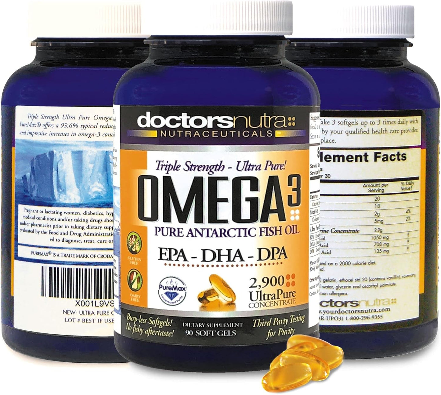 Wild Omega 3 Fish Oil DPA Supplement (Pack of 2) - 2,900mg EPA-DPA-DHA Softgels by Doctors Nutra Nutraceuticals