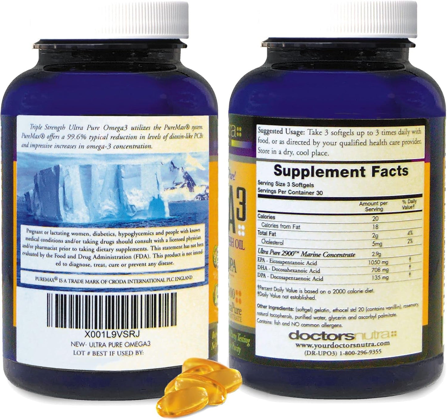 Wild Omega 3 Fish Oil DPA Supplement (Pack of 2) - 2,900mg EPA-DPA-DHA Softgels by Doctors Nutra Nutraceuticals