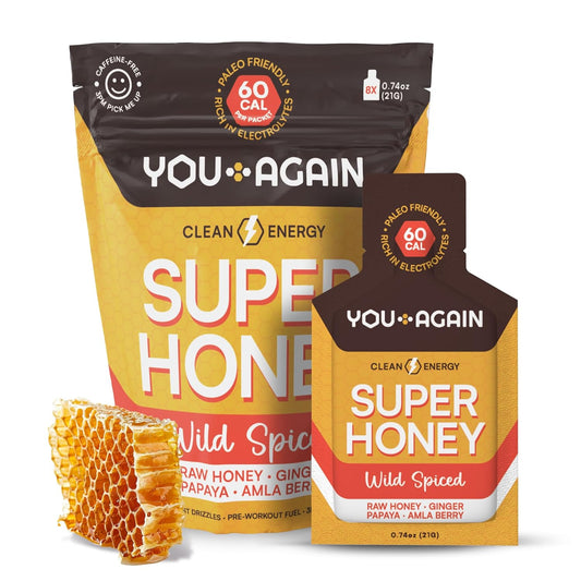 Wild Spiced Super Honey Gel Packs for Endurance Athletes | Paleo & Carnivore Friendly Energy Snack | Gluten-Free | Made in USA | 8 Pack