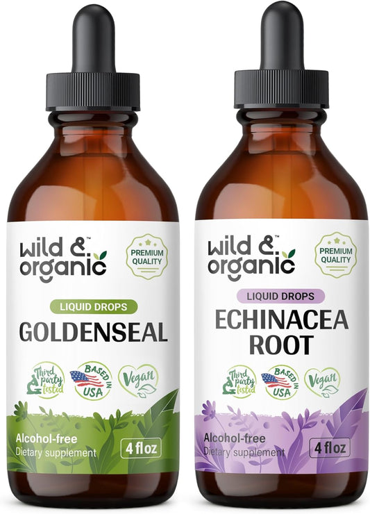 Wildcrafted Goldenseal and Echinacea Tincture Bundle - 4 fl oz Each