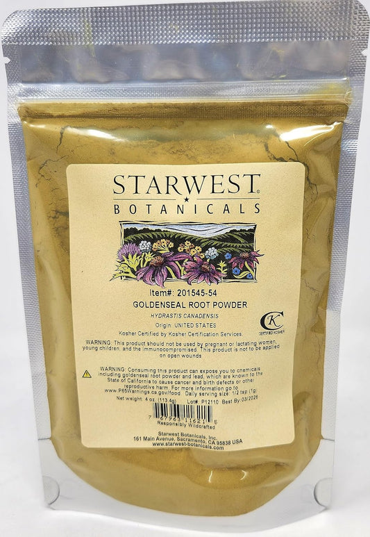 Wildcrafted Goldenseal Root Powder - 4 Oz (113 G) - Premium Quality by Starwest Botanicals