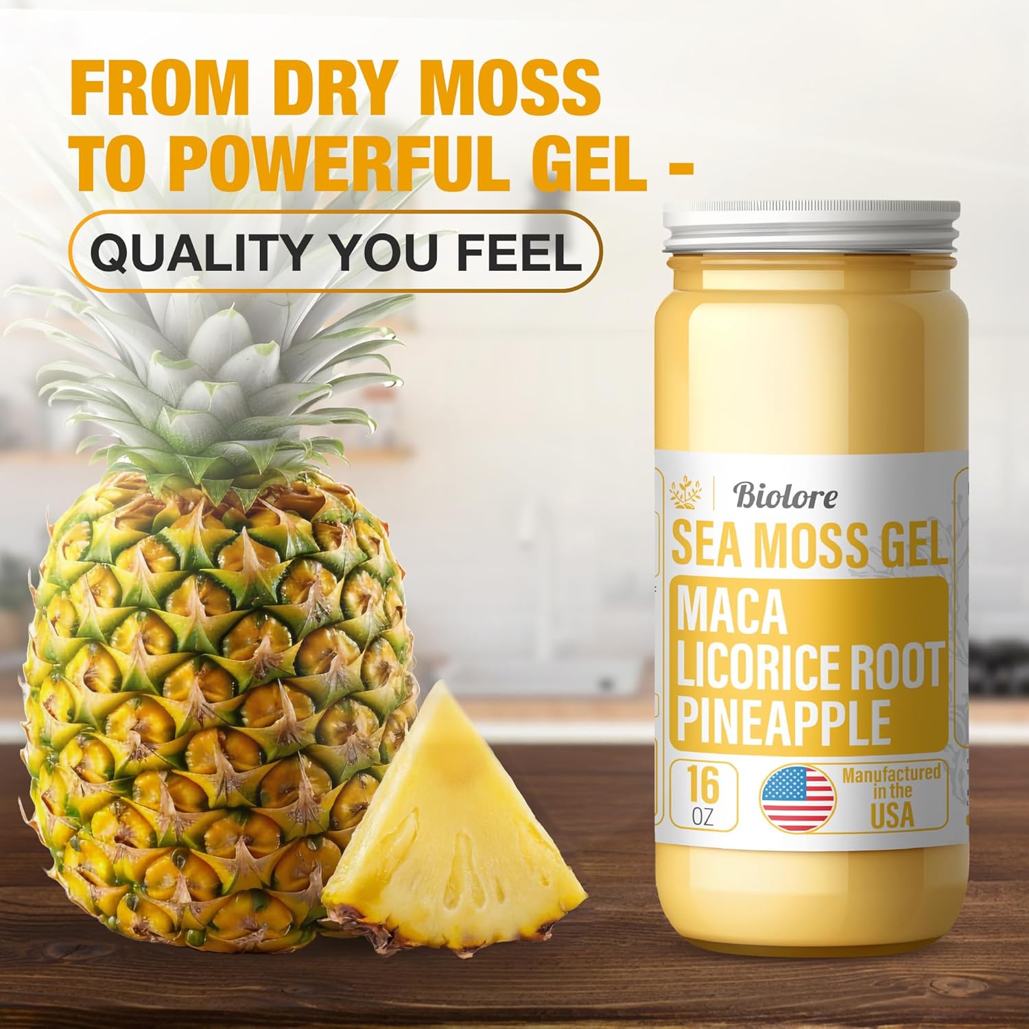 Wildcrafted Irish Seamoss Gel with Maca, Licorice, and Pineapple - 16oz Vegan Superfood with Essential Vitamins & Trace Minerals from USA