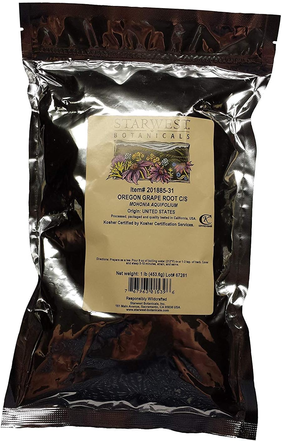 Wildcrafted Oregon Grape Root C/S - Mohonia aquifolium, 1 lb by Starwest Botanicals