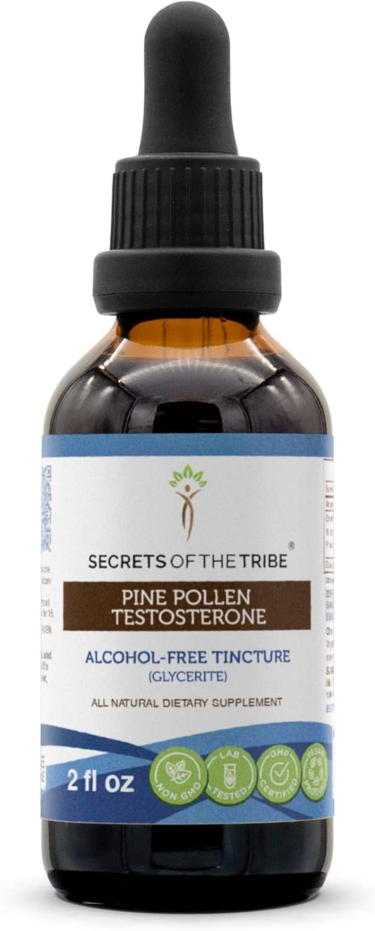 Wildcrafted Pine Pollen Testosterone Boosting Extract Tincture - Alcohol-Free Supplement - 2 FL OZ