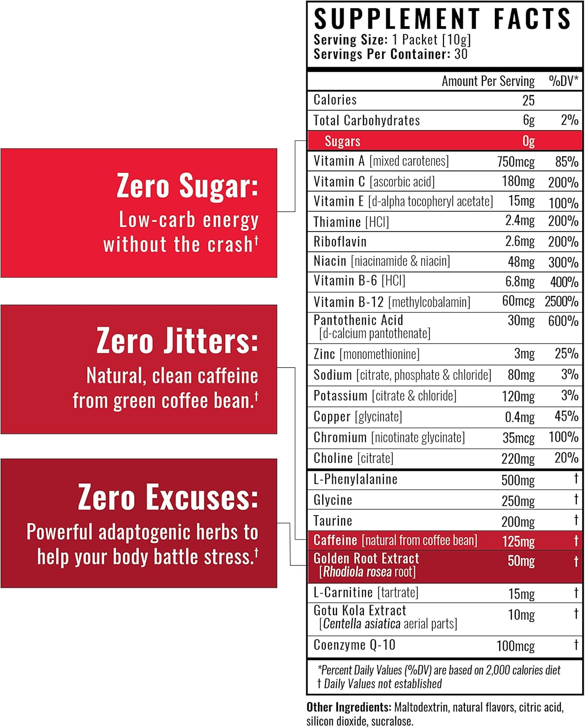 Wilderness Athlete Energy Drink Mix for Women & Men - Natural Caffeine, Low-Carb, Zero Sugar - Cherry Limeade Flavor - 30 Servings