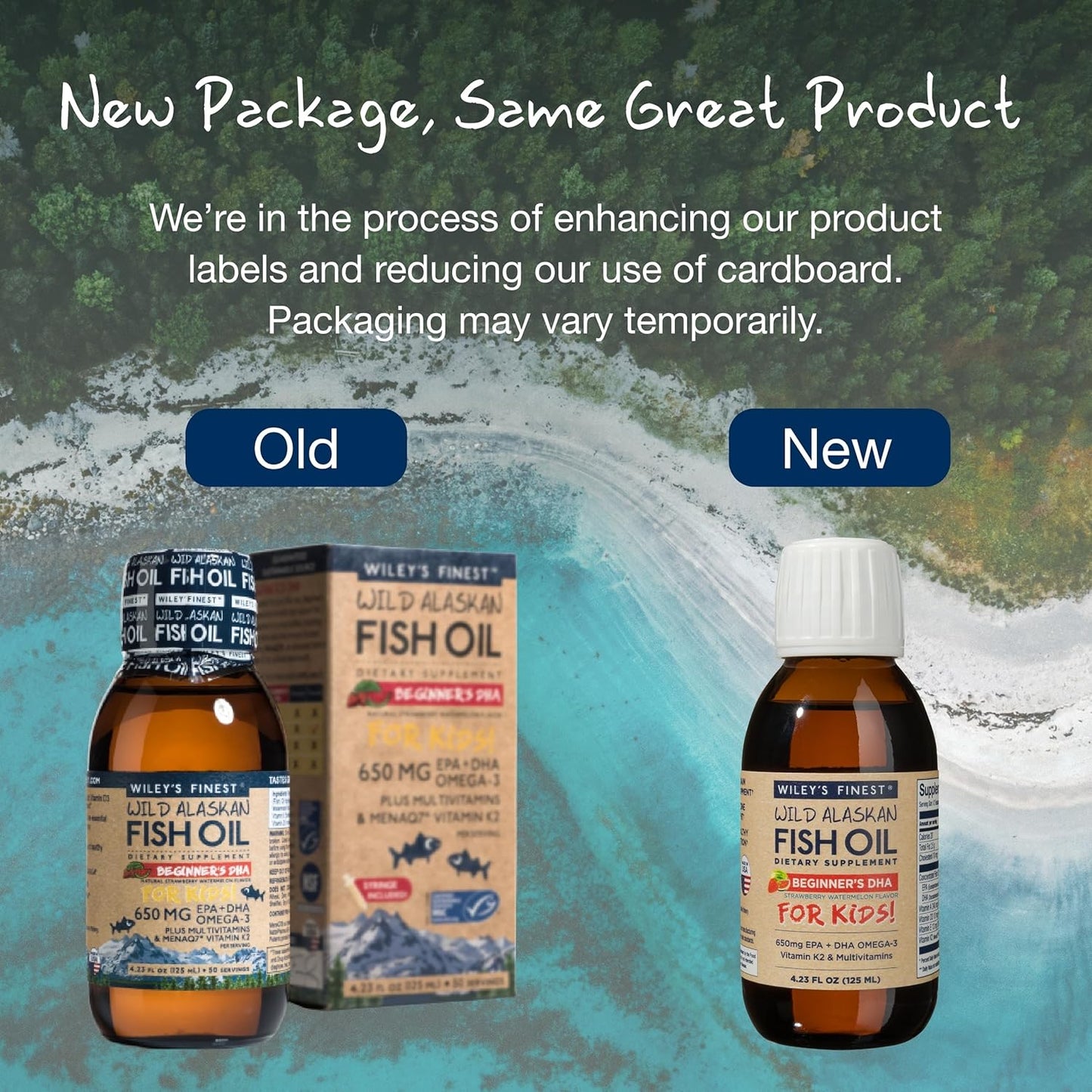 Wiley's Finest Wild Alaskan Kids Liquid Fish Oil Supplement - Strawberry Watermelon Flavor - 650mg of Omega-3s - Ages 1+ - 4.23 Oz