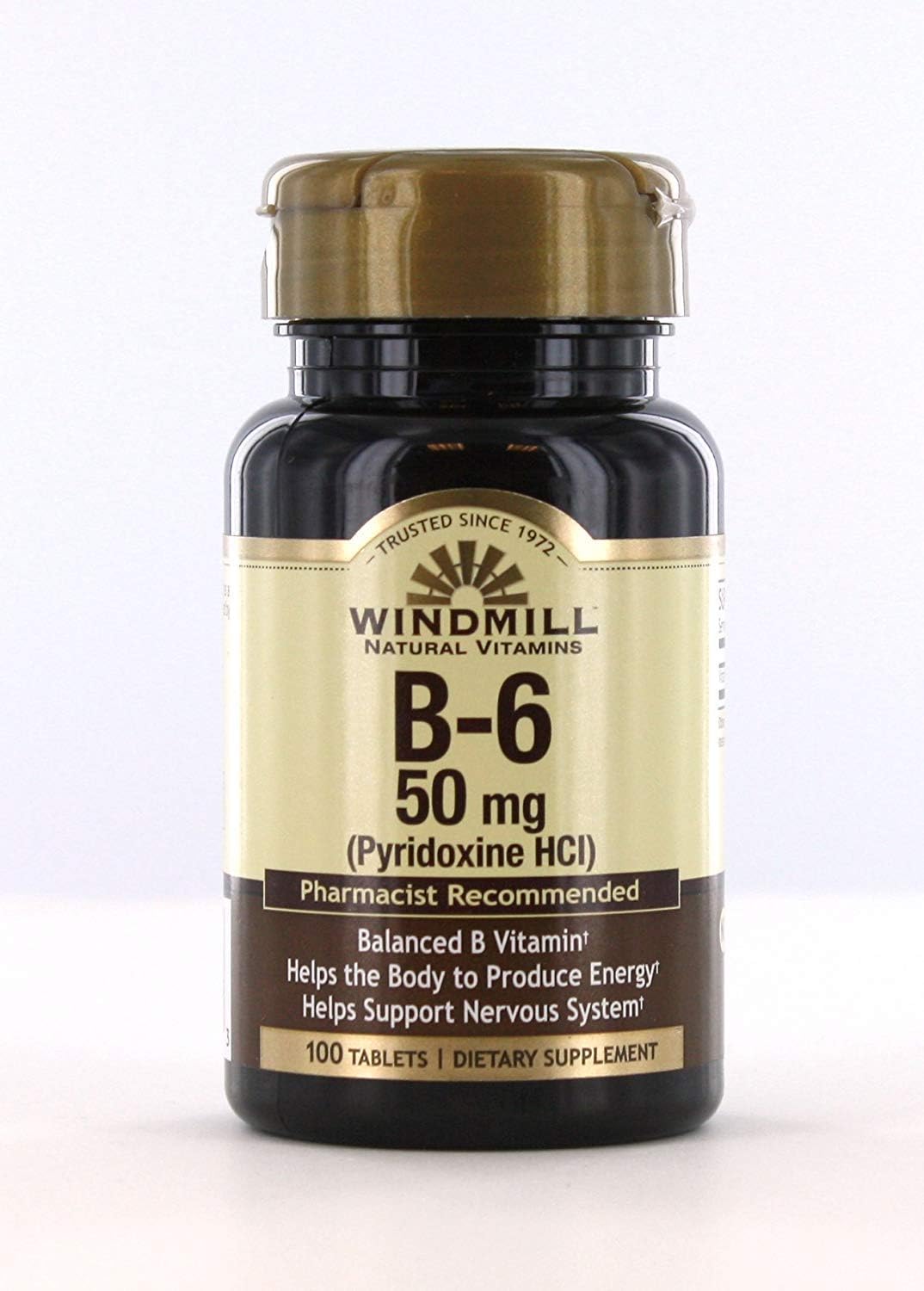 Windmill Vitamin B-6 50mg Tablets - 100 Count Bottle
