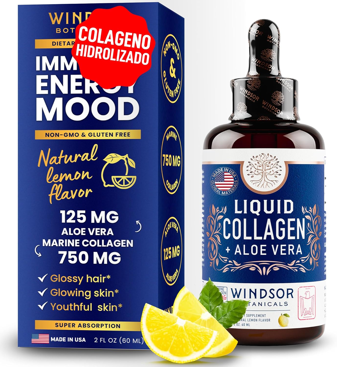 WINDSOR BOTANICALS Liquid Collagen Marine Beauty and Appetite Suppressant Diet Bundle