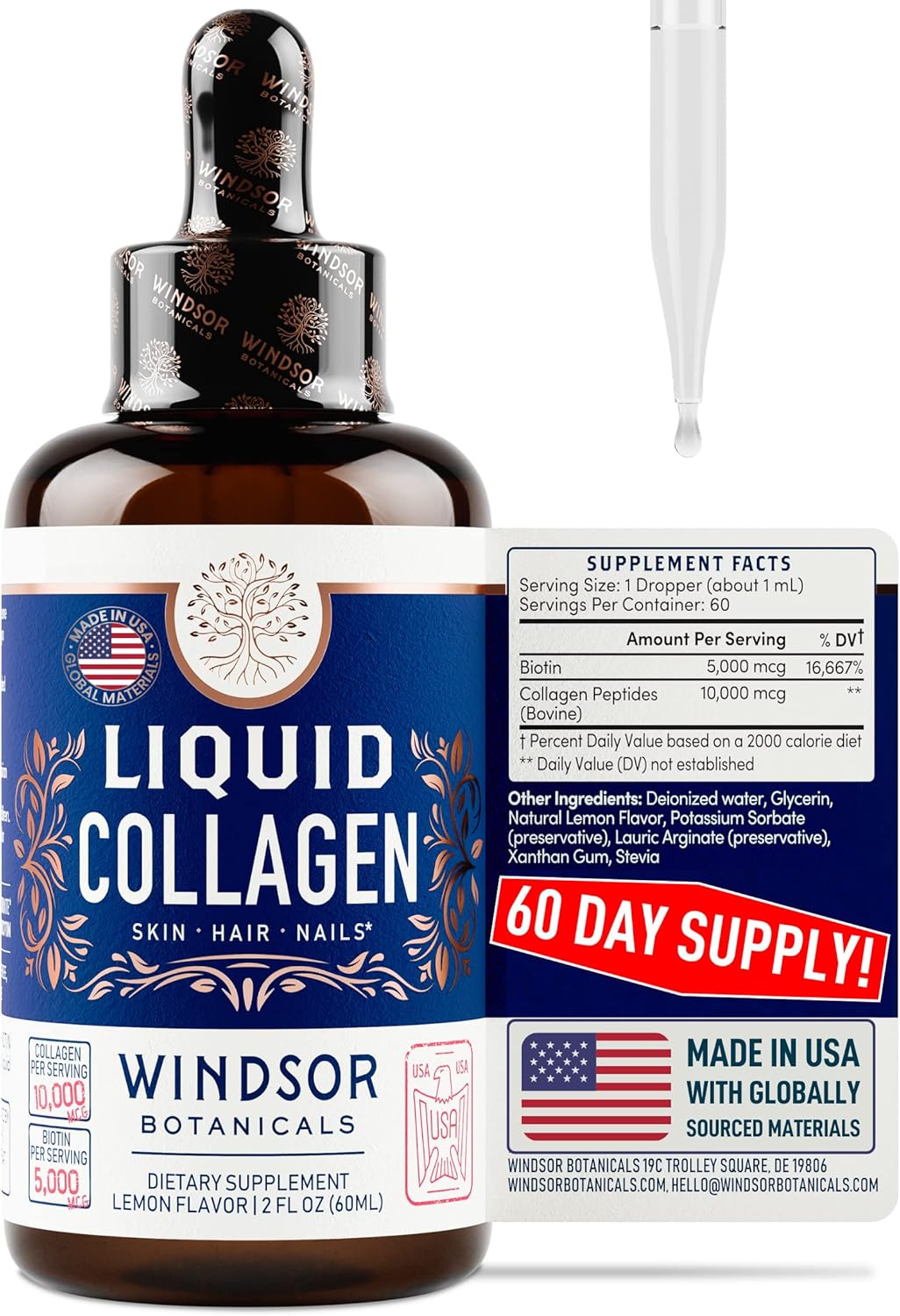 WINDSOR BOTANICALS Liquid Collagen Peptides and Dental Probiotics Bundle for Fresh Breath - BoostGo Australia