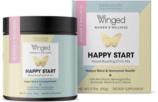 Winged Happy Start Mood Boost Powder for Women - Unflavored, Non-GMO (30 Servings)