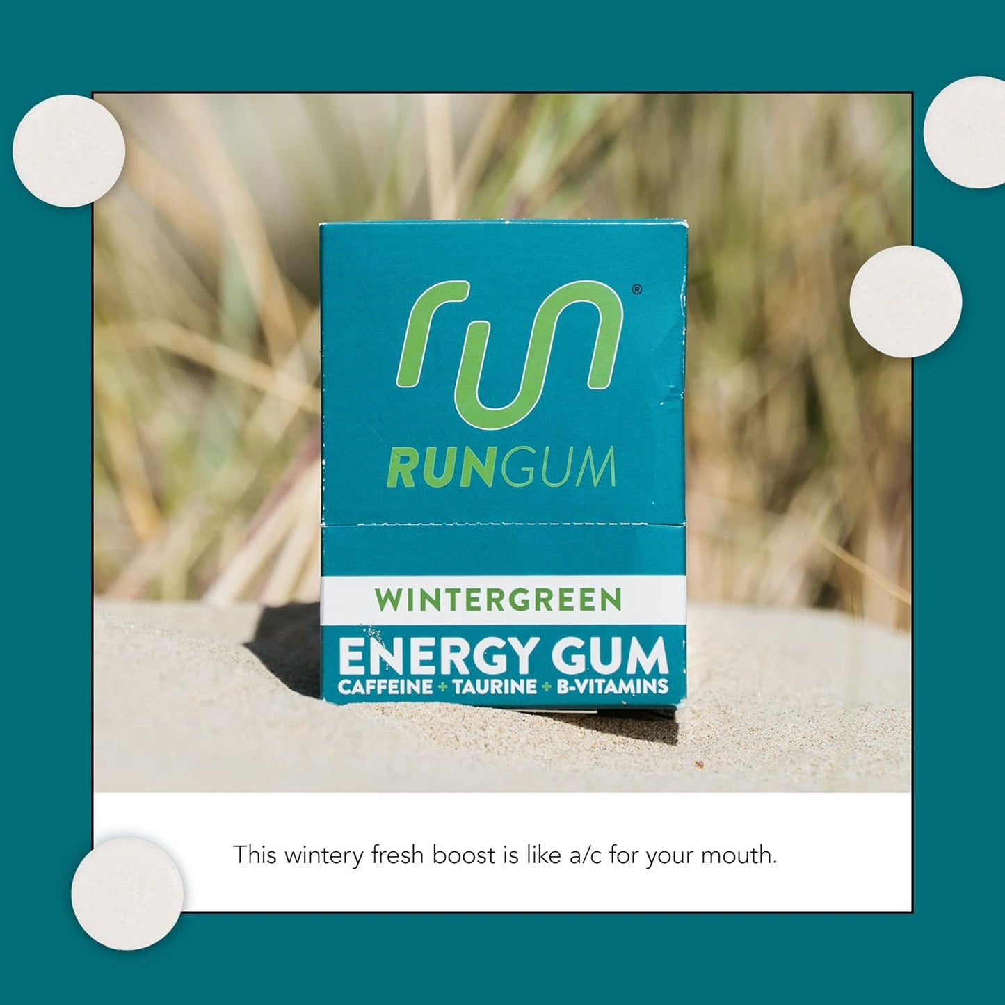 Wintergreen Chewing Gum by RUN GUM, 24 pieces per Box (Pack of 12) - BoostGo Australia