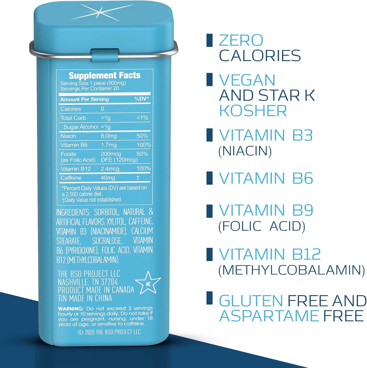 Wintergreen Flavor Caffeine Mints Bundle - 6 Pack + 1/2 Pound Bulk Bag - 40mg Caffeine, B Vitamins, Sugar Free, Vegan - Energy Booster for Focus and Alertness